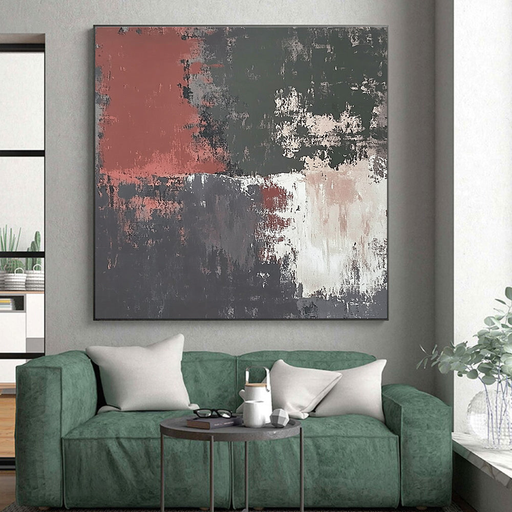 Earth - Toned Abstract with Red, Green, Gray, and White GER326