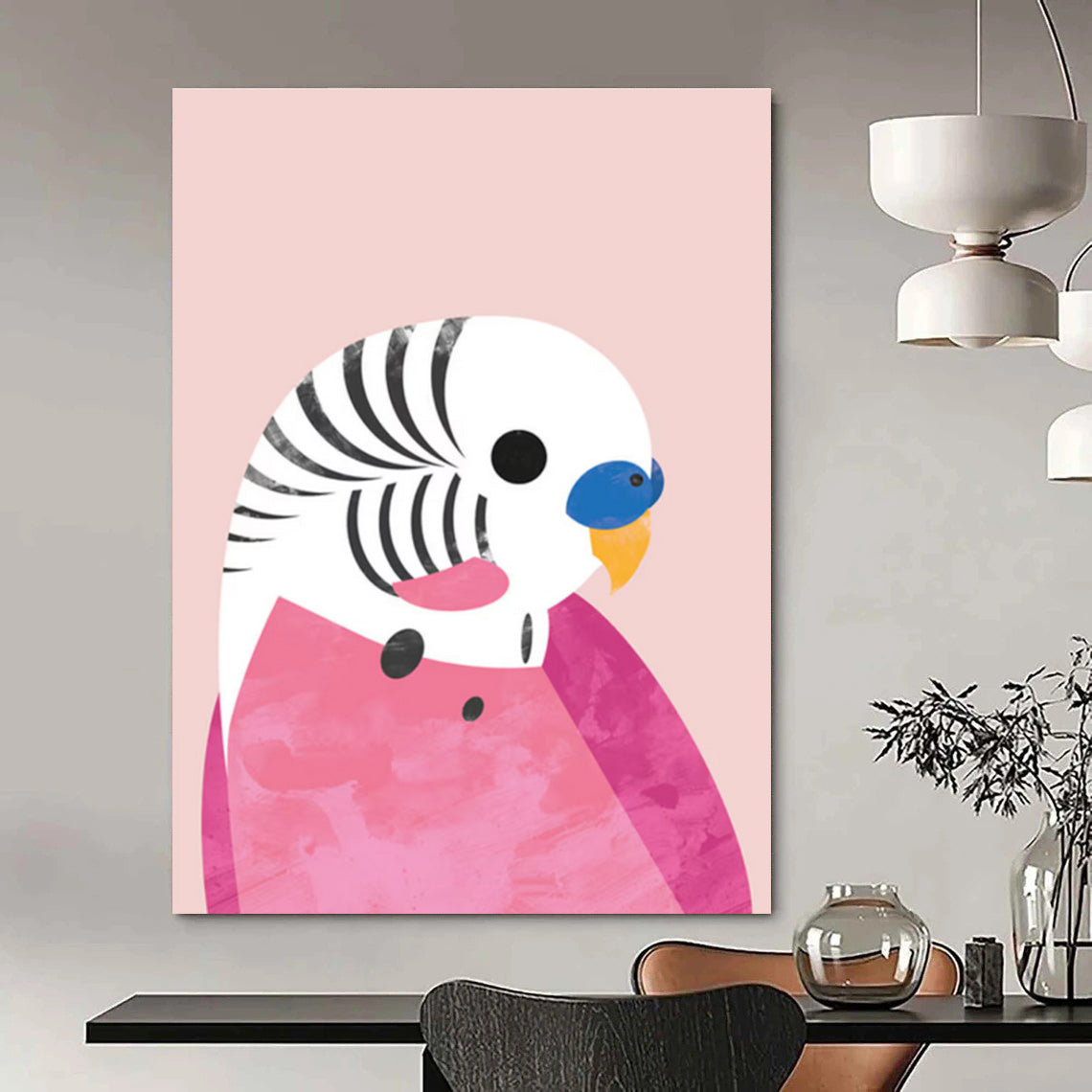Pink Parrot Pop Art - Inspired Abstract Painting ADGE227