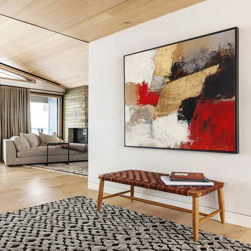 Abstract with Gold and Red Accents on Neutral Background DYP539