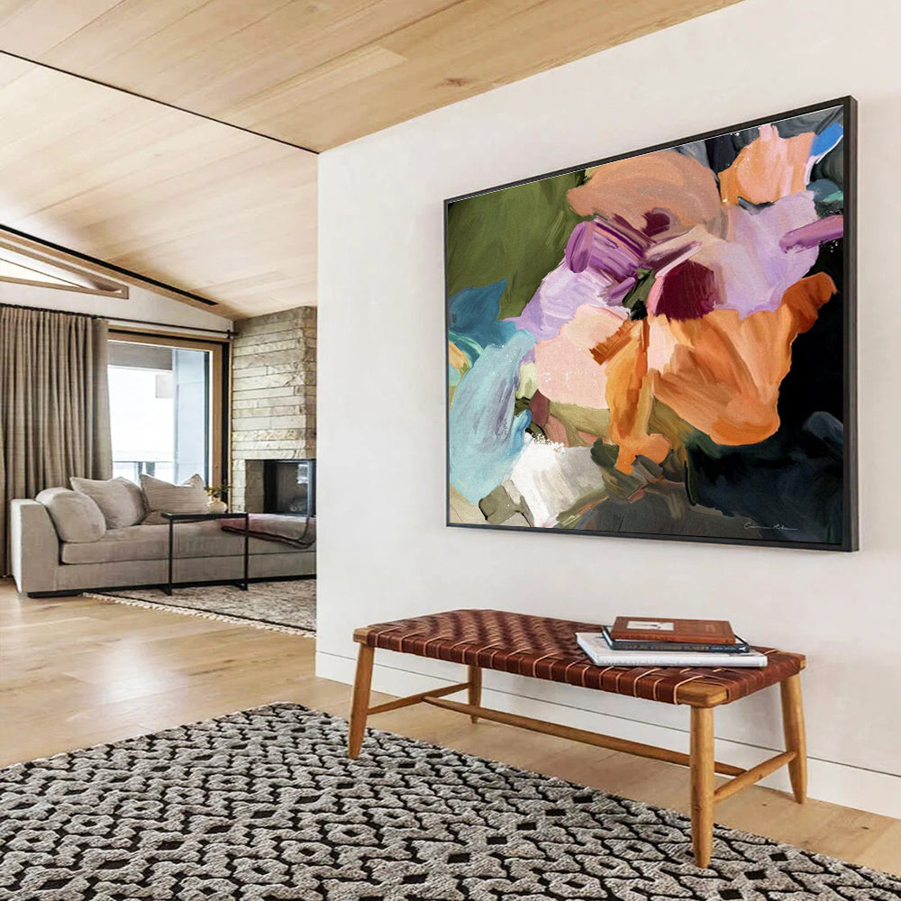 Colorful Flower Abstract Painting with Lively, Botanical Energy THY406