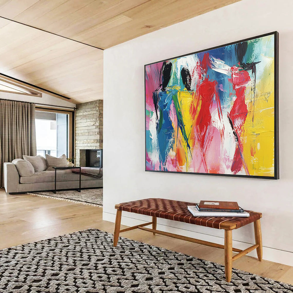 Large abstract painting featuring bold expressive brushstrokes and vibrant colors capturing the essence of expressionism and dynamic shapes.SC188