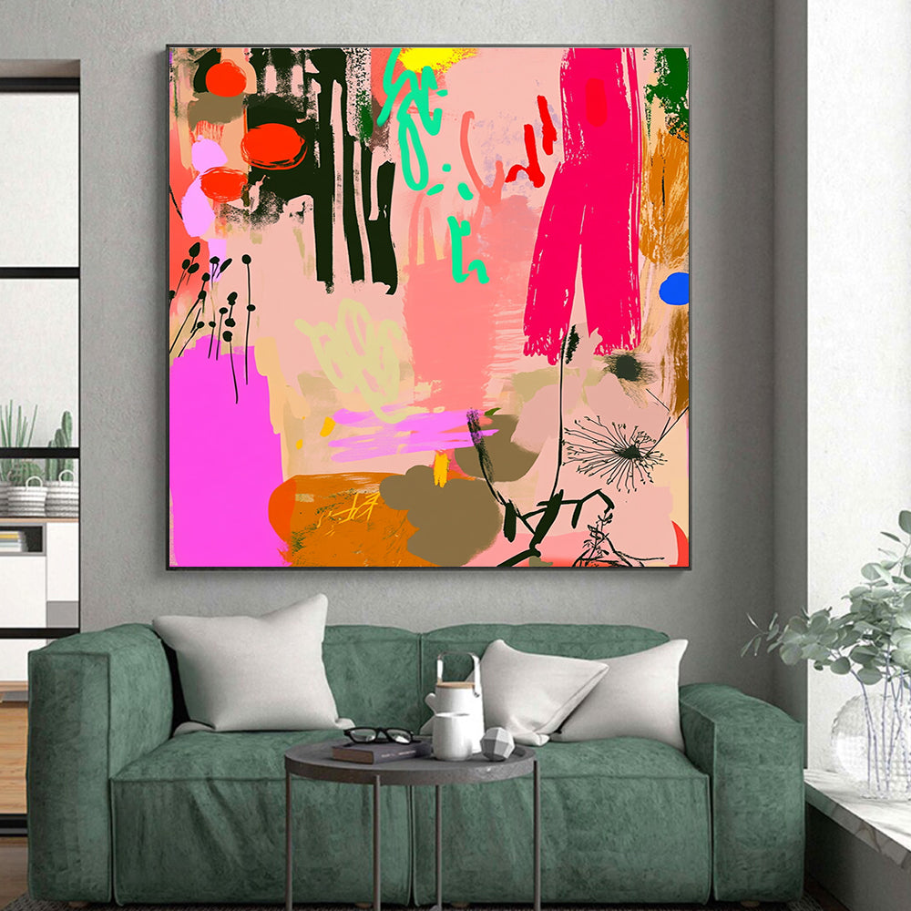 Eclectic Abstract Doodles Painting with Mixed Elements GER084