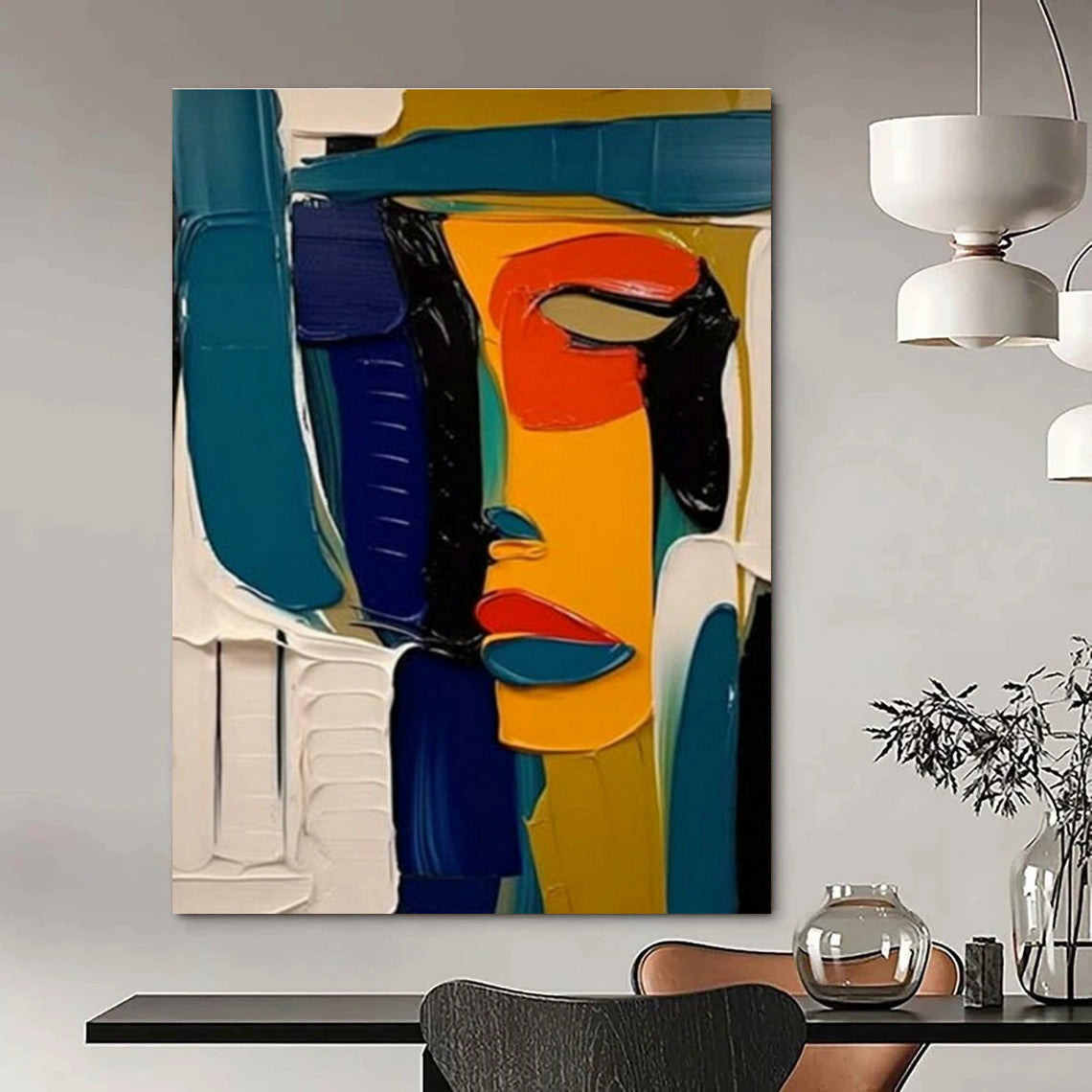 Large Hand-Painted Abstract Painting for Office and Cottage Bedroom DLZ1537