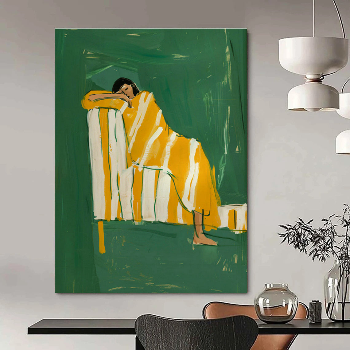 Oversized Abstract Hand - Painted Murals for Office Meeting Rooms & Dining Room Bay Windows DLZ0689