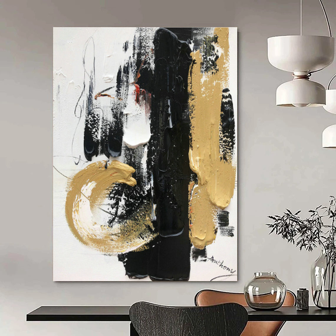 Abstract Hand - Painted Canvases for Living Room Coffee Tables & Dining Room Server Carts DLZ0820