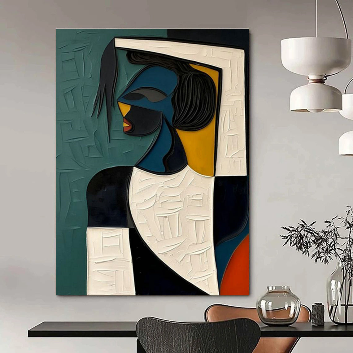 Large Custom - Sized Hand Painted Abstract Wall Art for Dining Room and Entryway DLZ2167