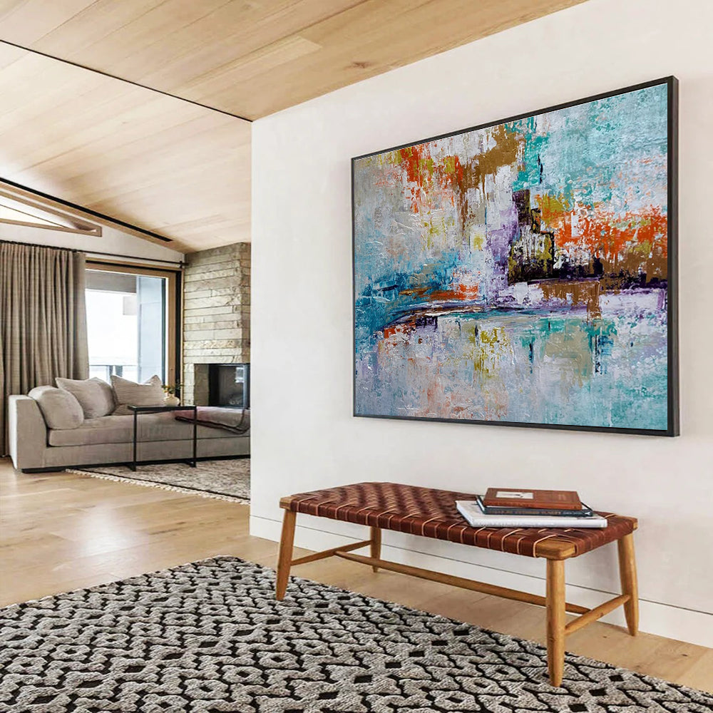 Colorful Cityscape Abstract Painting with Vibrant Urban Energy THY368