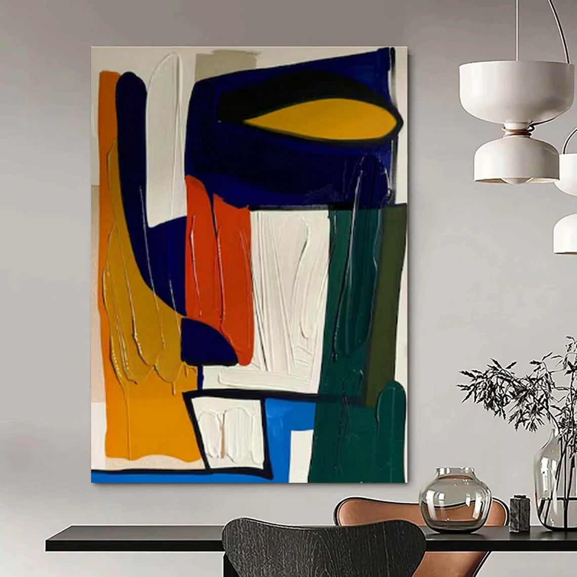 Hand-Painted Abstract Canvas for Hallway and Dining Room DLZ1463