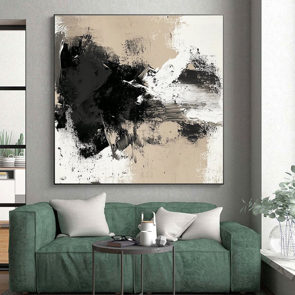 Neutral Tone Abstract with Black White and Beige GER352