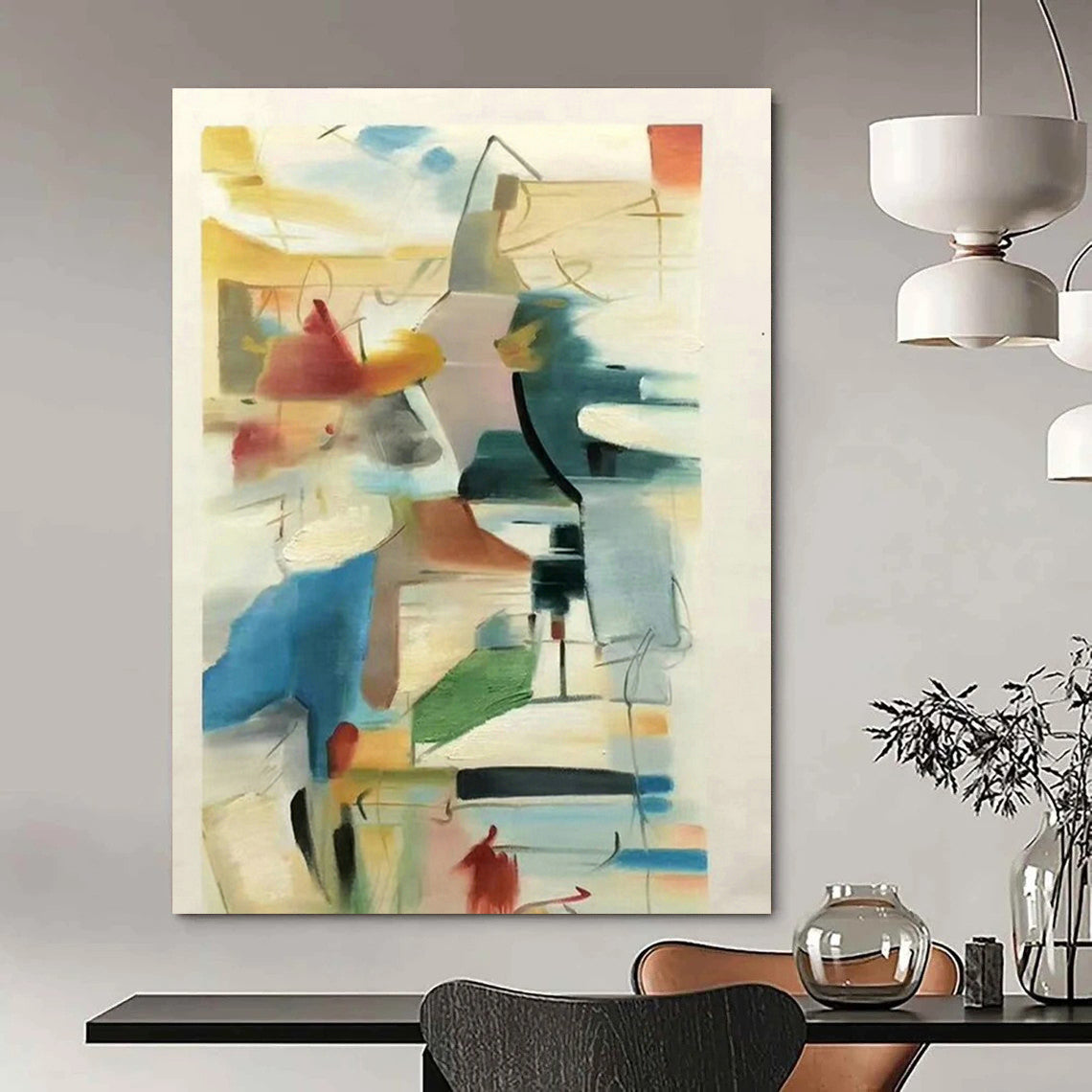 Customizable Hand-Crafted Abstract Canvas for Dining Room and Bedroom DLZ1450