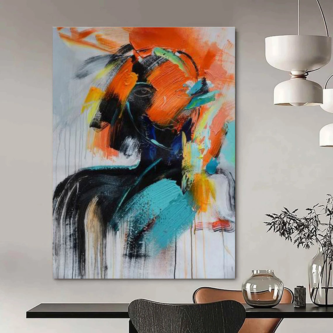 Colorful Abstract Portrait Painting with Expressive Brushstrokes ADGE410