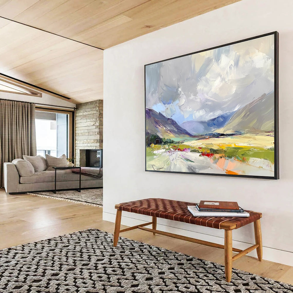 Colorful Mountain Valley - Impressionist Abstract Painting DYP064