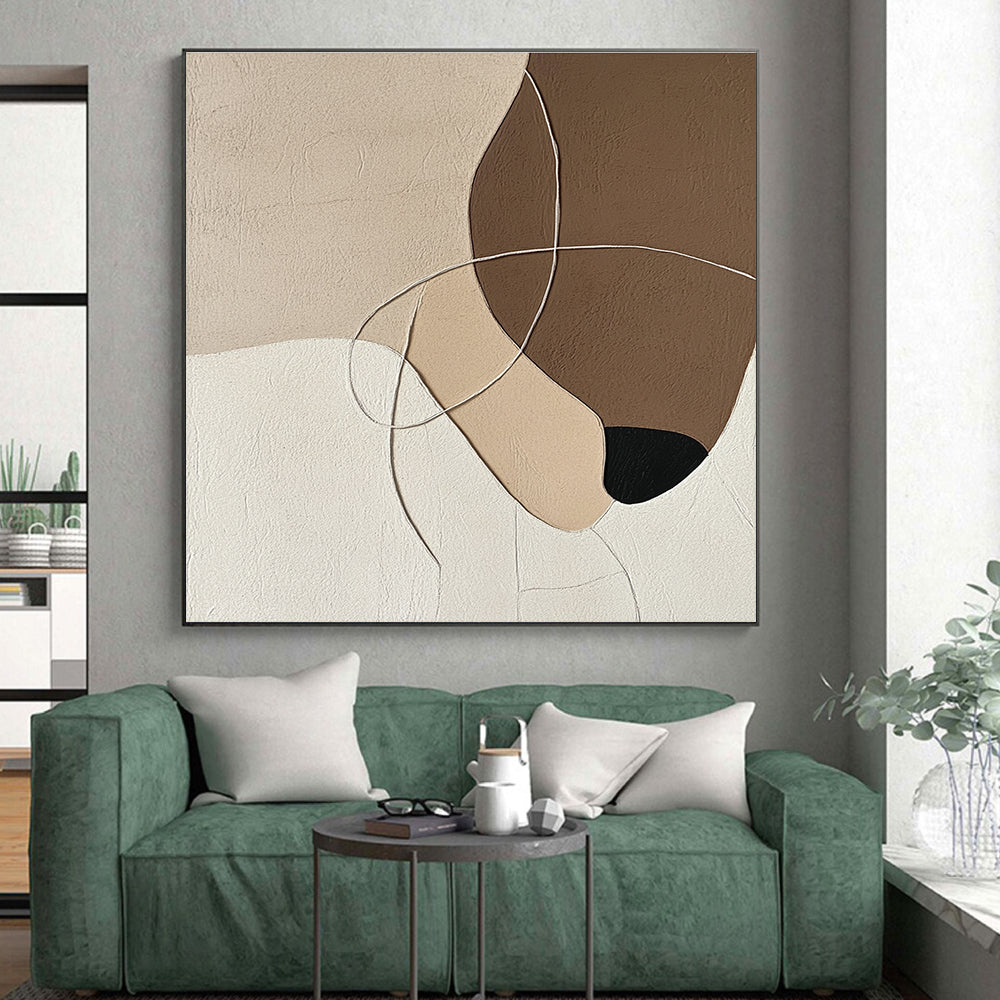 Neutral Tones Abstract Painting with Intricate Lines GER149