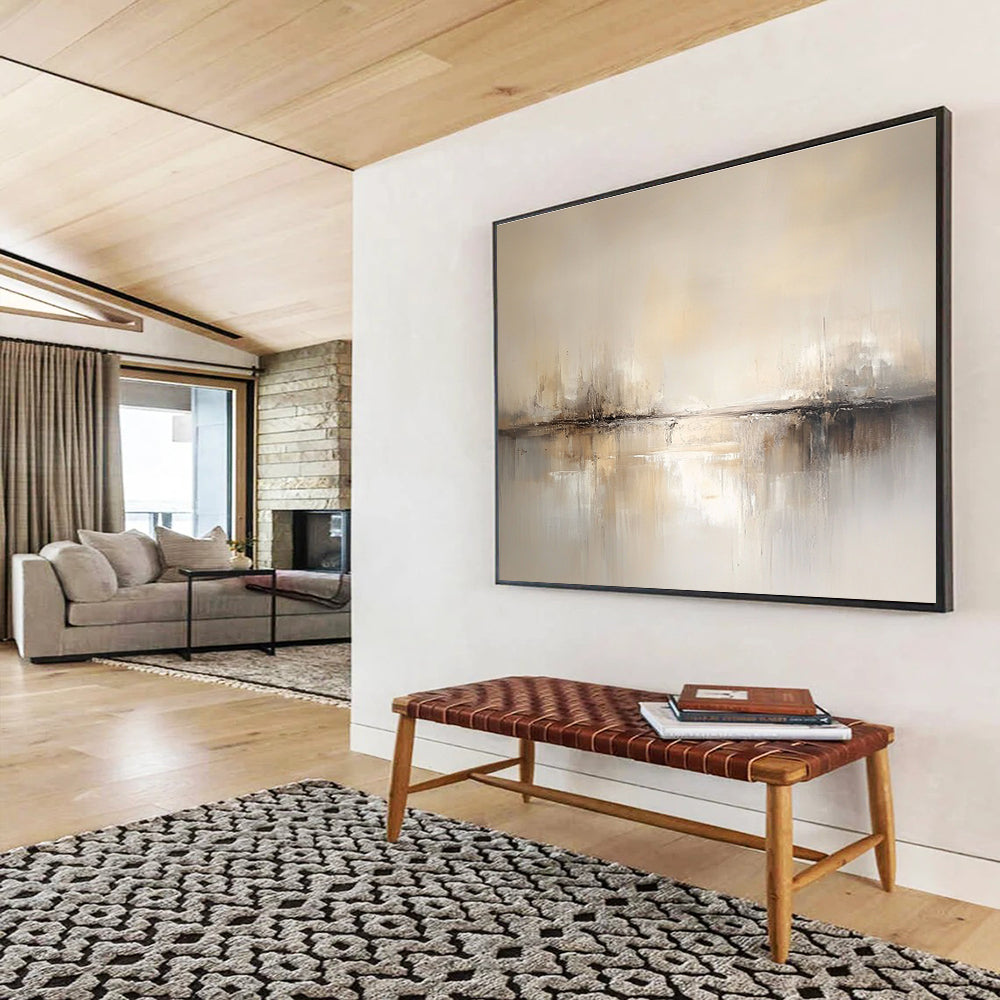 Neutral Tone Abstract Painting with Subtle Reflections DYP386