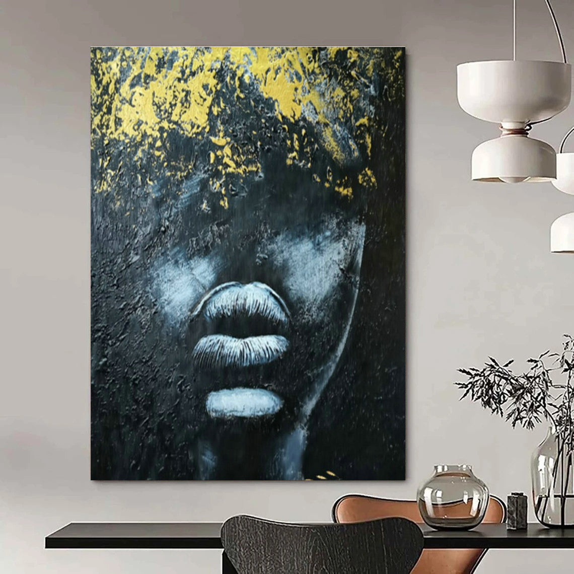 Original Hand-Painted Abstract Canvas for Office and Cottage Dining Room DLZ1610