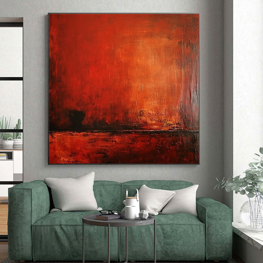 Red Textured Abstract Painting with Intense Hues GER127