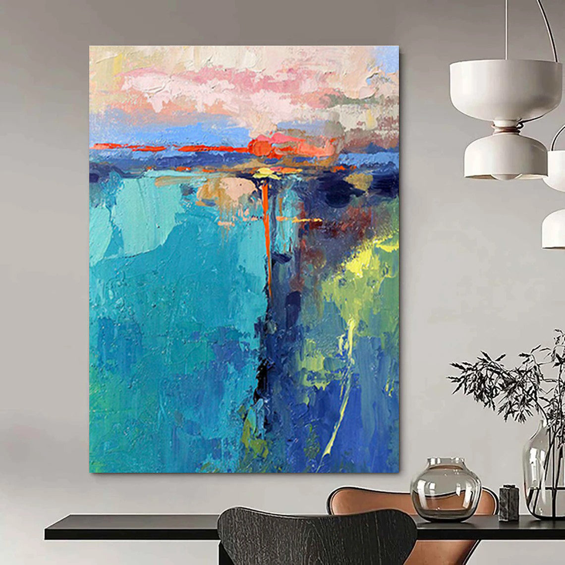 Monumental Custom Hand-Painted Abstract Art for Bedroom & Entryway DLZ1037