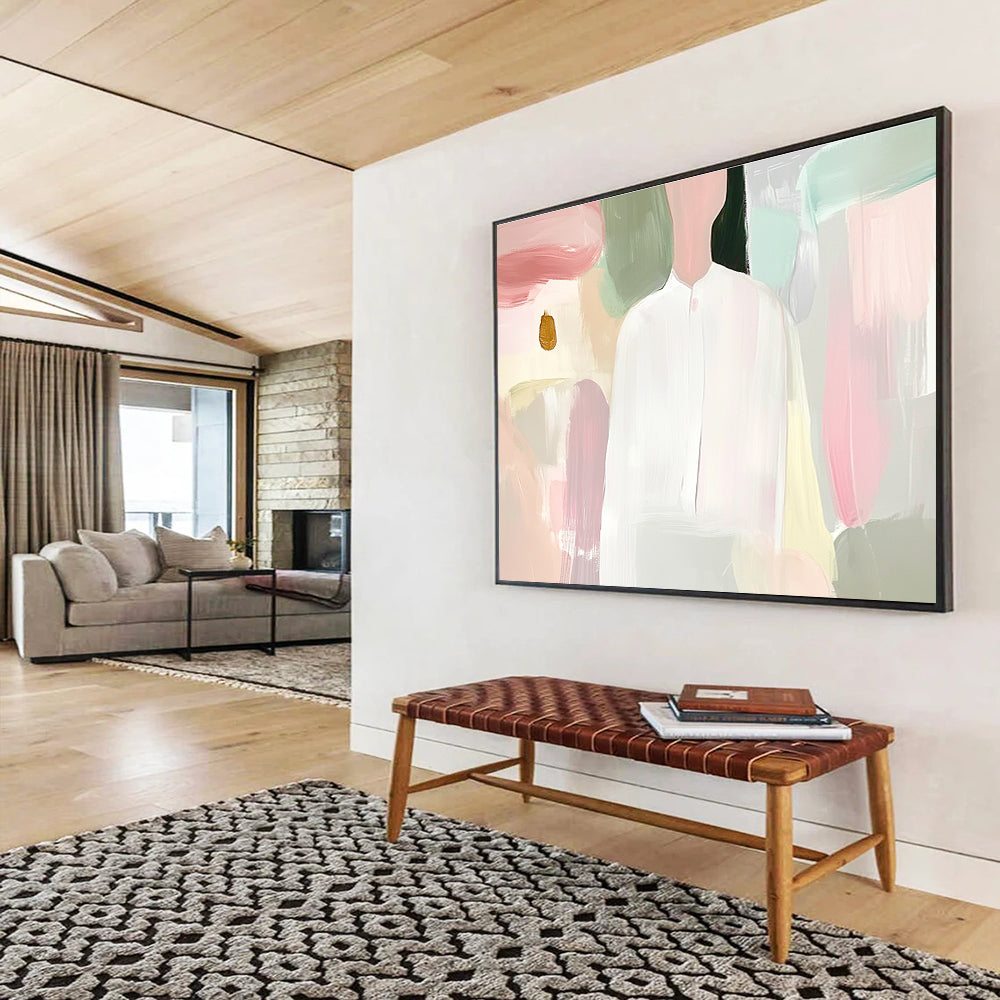Minimalist Figure Abstract Painting with Soft Pastel Tones DYP320