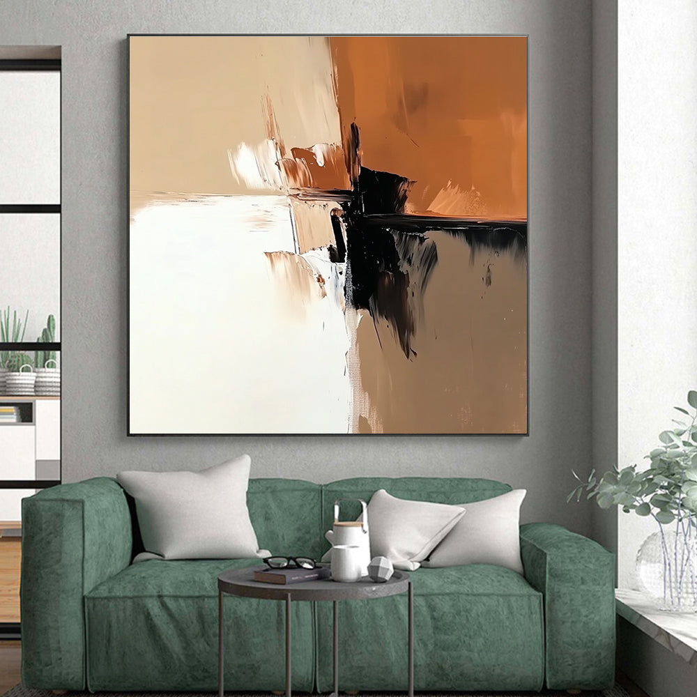 Warm Color Block Abstract with Beige and Black GER341