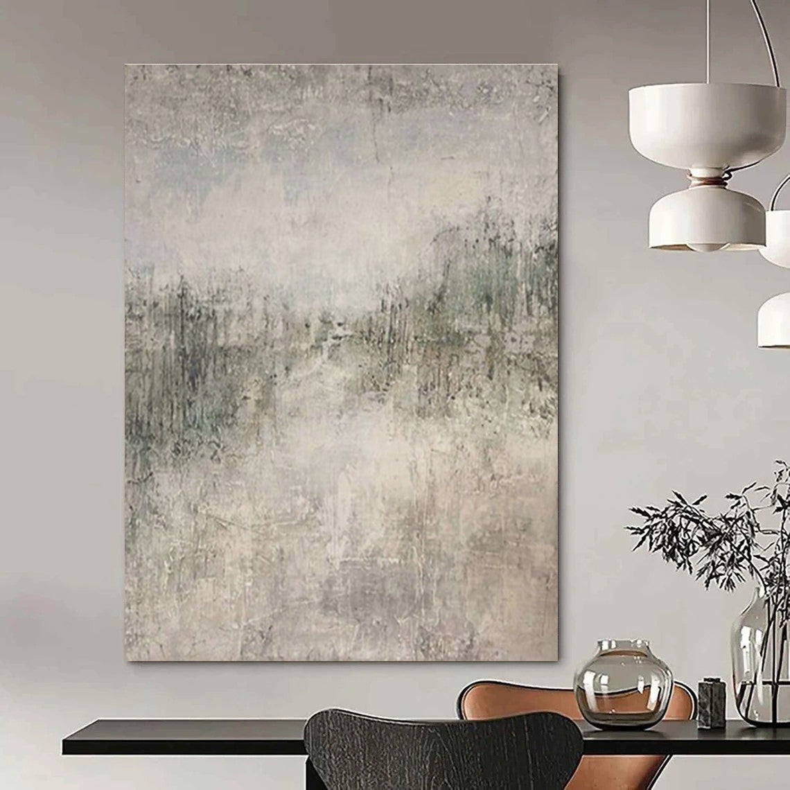 Extra-large Custom Hand-Painted Abstract Art for Dining Room China Cabinet Wall and Entryway Glove Storage Niche DLZ1856