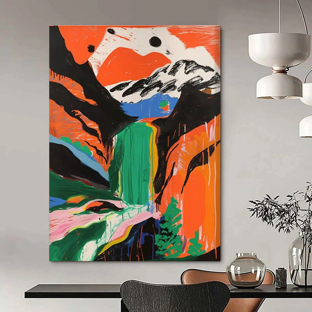 Colorful Waterfall in Abstract Landscape Painting ADGE105