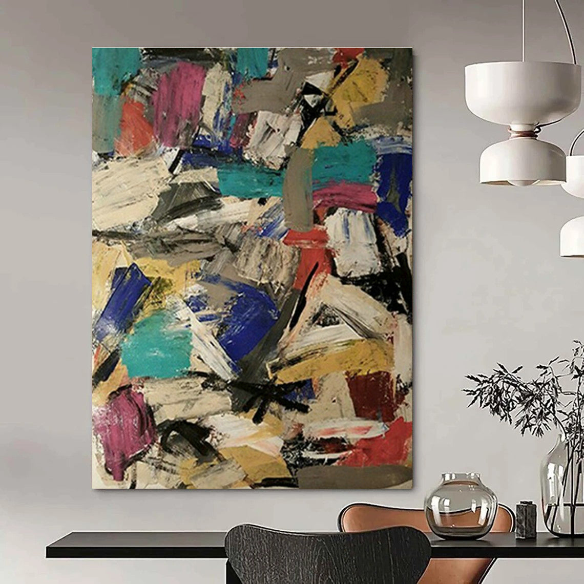 Custom Hand-Painted Abstract Painting for Office and Cottage Entryway DLZ1604