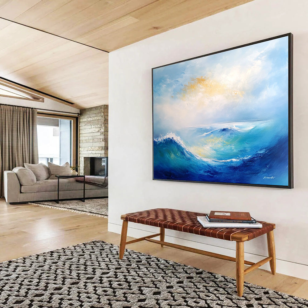 Blue Wave Abstract Painting with Light and Color DYP279