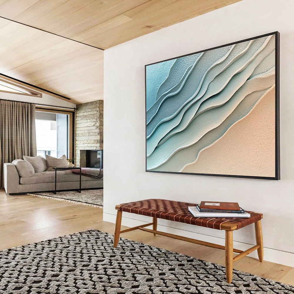 Blue Beige Textured - Rippled Layers Abstract Painting DYP045
