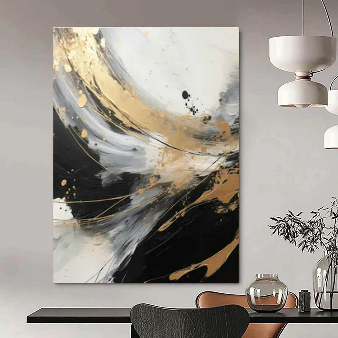 Large Custom Handmade Abstract Wall Art for Cottage Dining Room Serving Cart Wall and Entryway Umbrella Stand Wall DLZ1732
