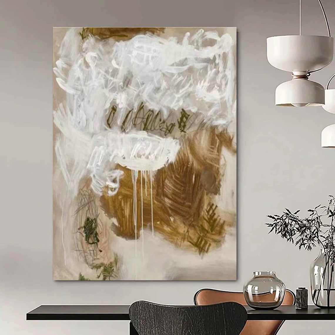 Oversized Custom Hand-Painted Abstract Canvas for Office Reception Desk Wall and Cottage Hallway Bicycle Storage Niche Wall DLZ1987