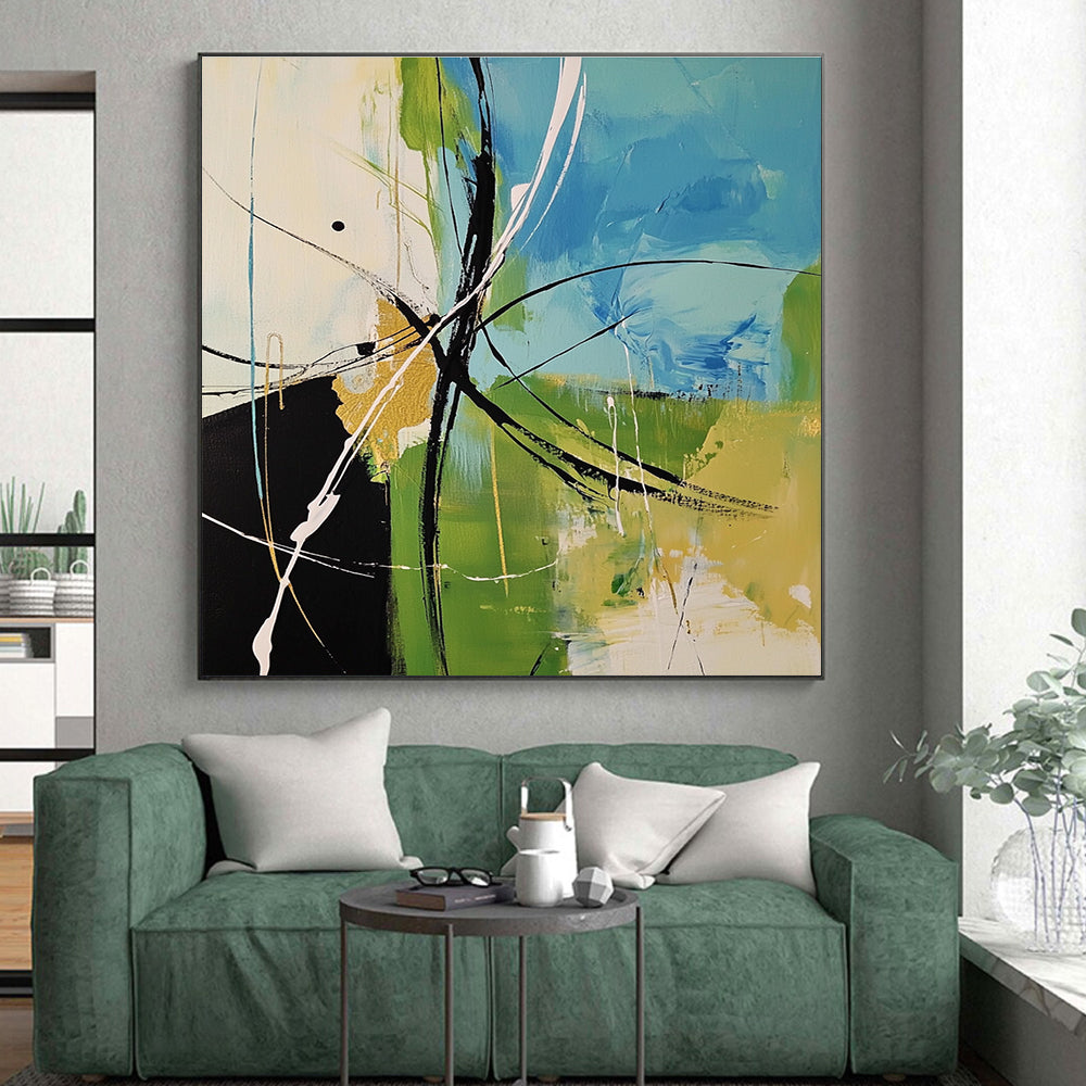 Colorful Line Abstract Painting with Energetic Strokes GER619