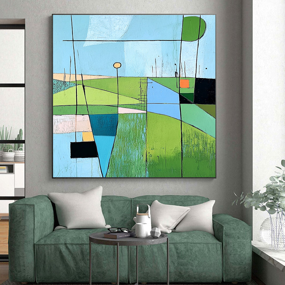 Green and Blue Landscape - Themed Abstract Artwork GER232
