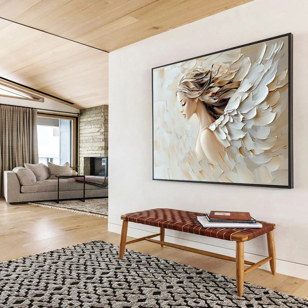 Angel - like Figure Abstract Painting with Textured Wings DYP276