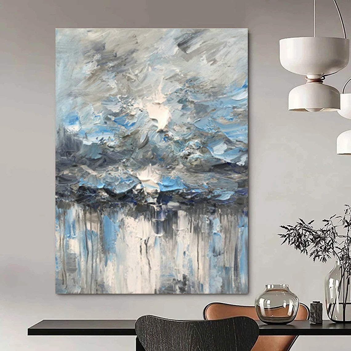 Handmade Oversized Abstract Painting for Dining Room & Entryway DLZ1298