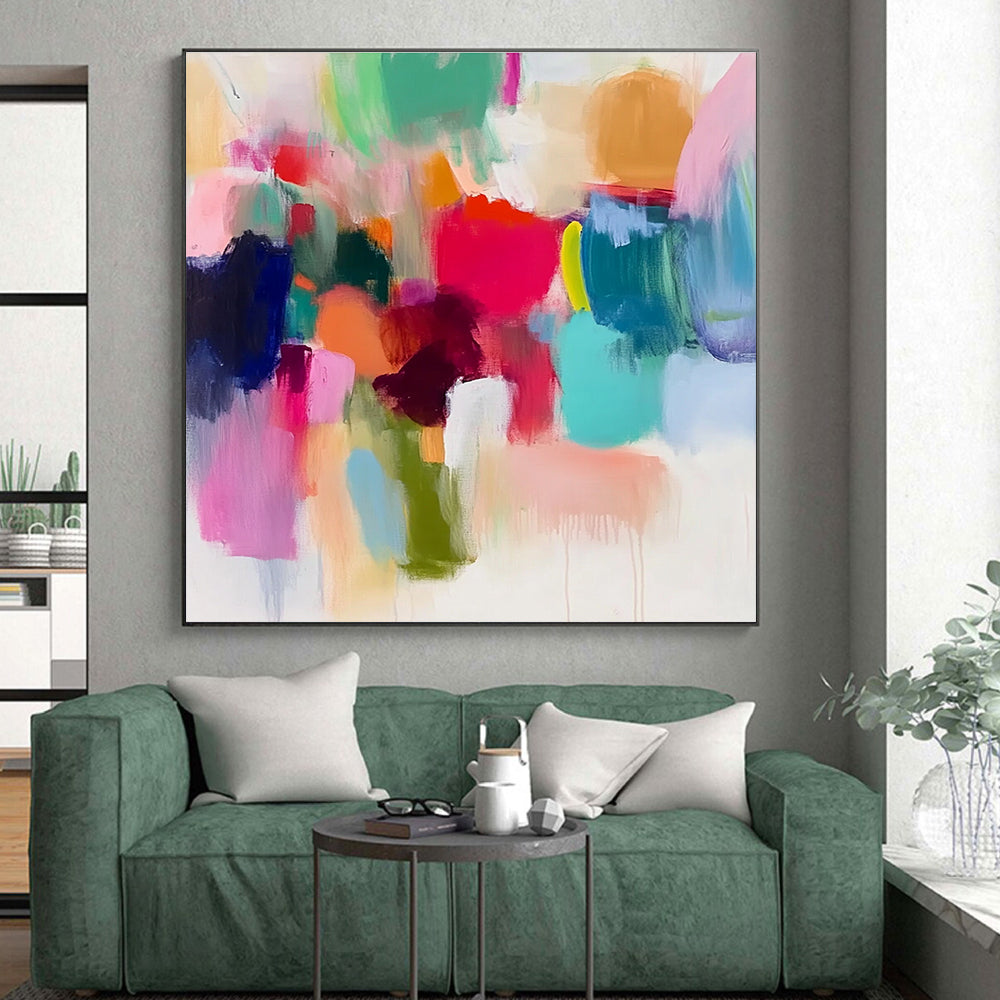 Vivid Color Block Abstract Painting with Diverse Hues GER626