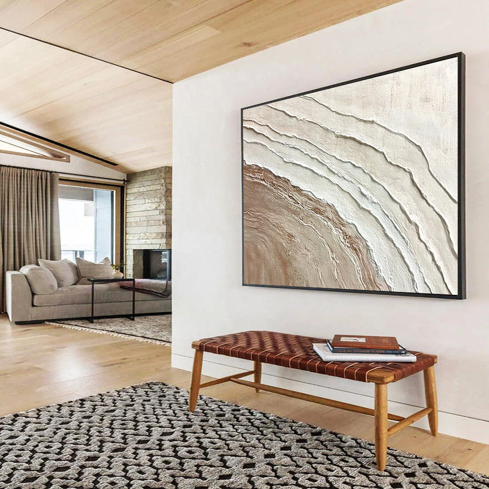 Beige White Textured - Layered Lines Abstract Painting DYP040