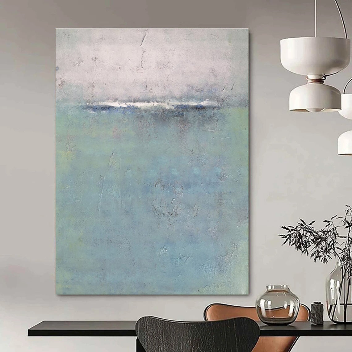Gray and Blue Abstract Seascape - inspired Painting ADGE354