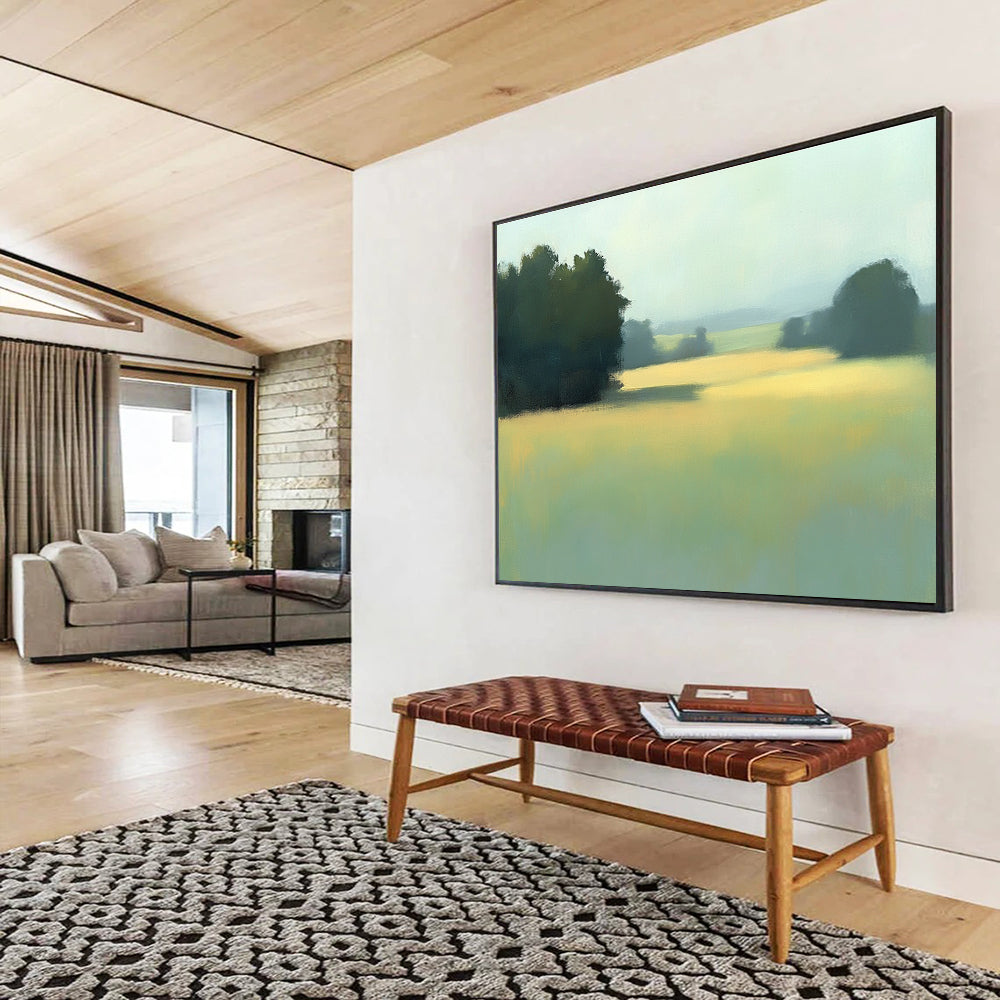 Soft Toned Misty Field Landscape Abstract Painting DYP091