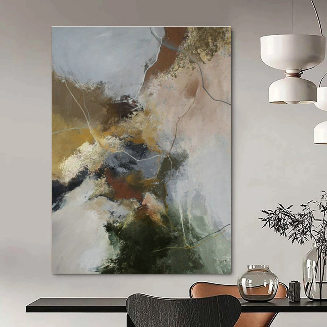 Oversized Tailored Hand-Painted Abstract Mural for Bedroom & Office DLZ1011