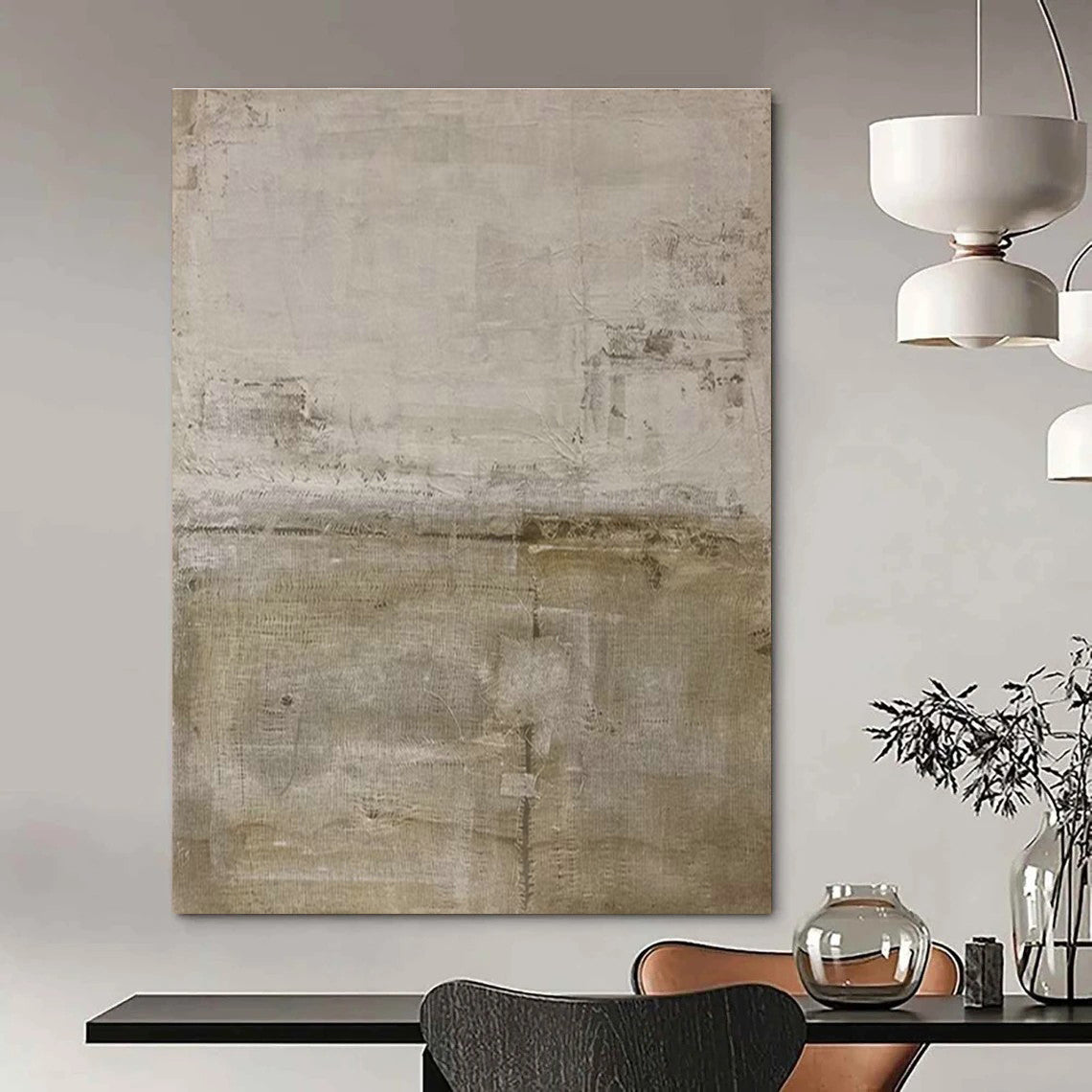 Oversized Custom Hand-Painted Abstract Canvas for Cottage Living Room Firewood Storage Nook and Office Supply Cabinet Wall DLZ1854