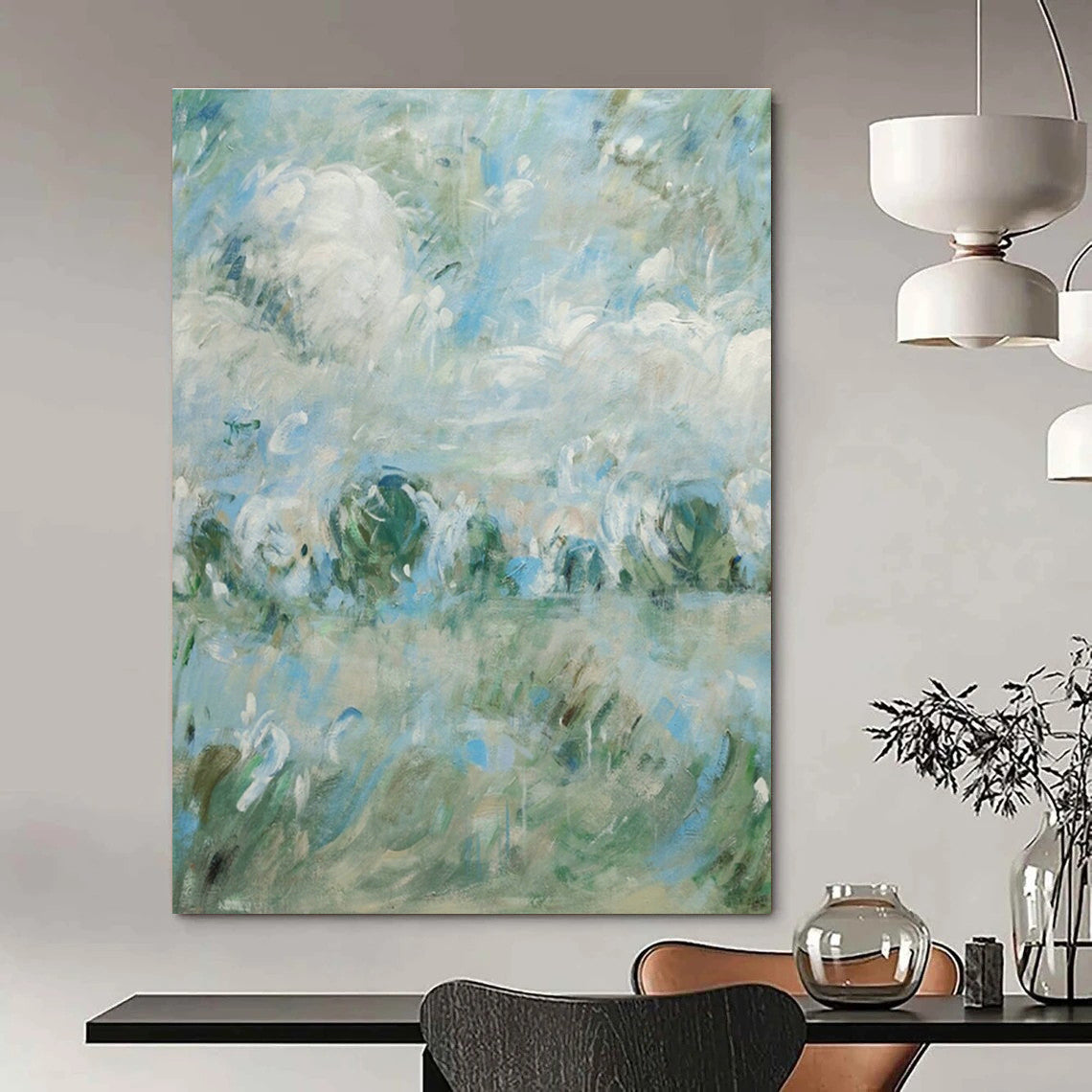 Custom - Designed Hand - Painted Abstract Art for Hallway Alcove Libraries & Cottage Entryway Doggy Corners DLZ0594