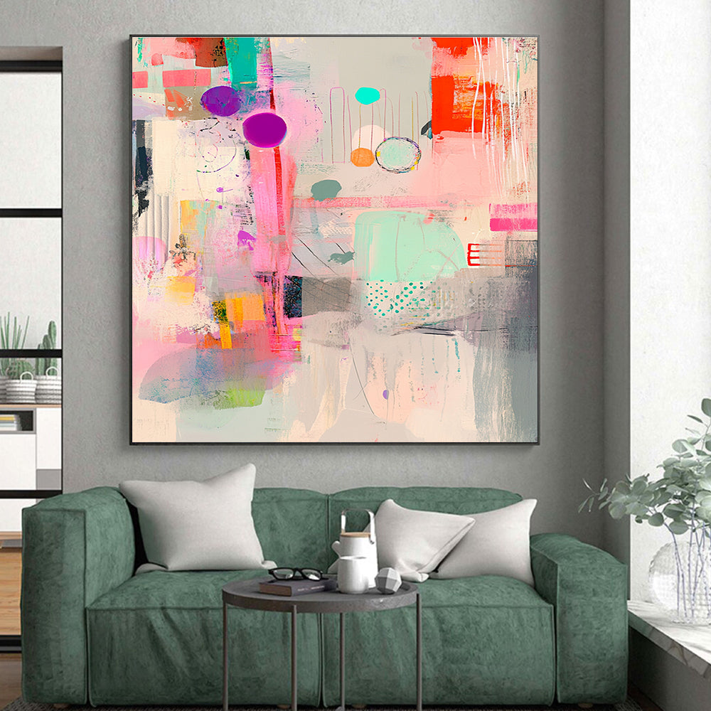 Vibrant Abstract Mosaic Painting with Eclectic Elements GER138