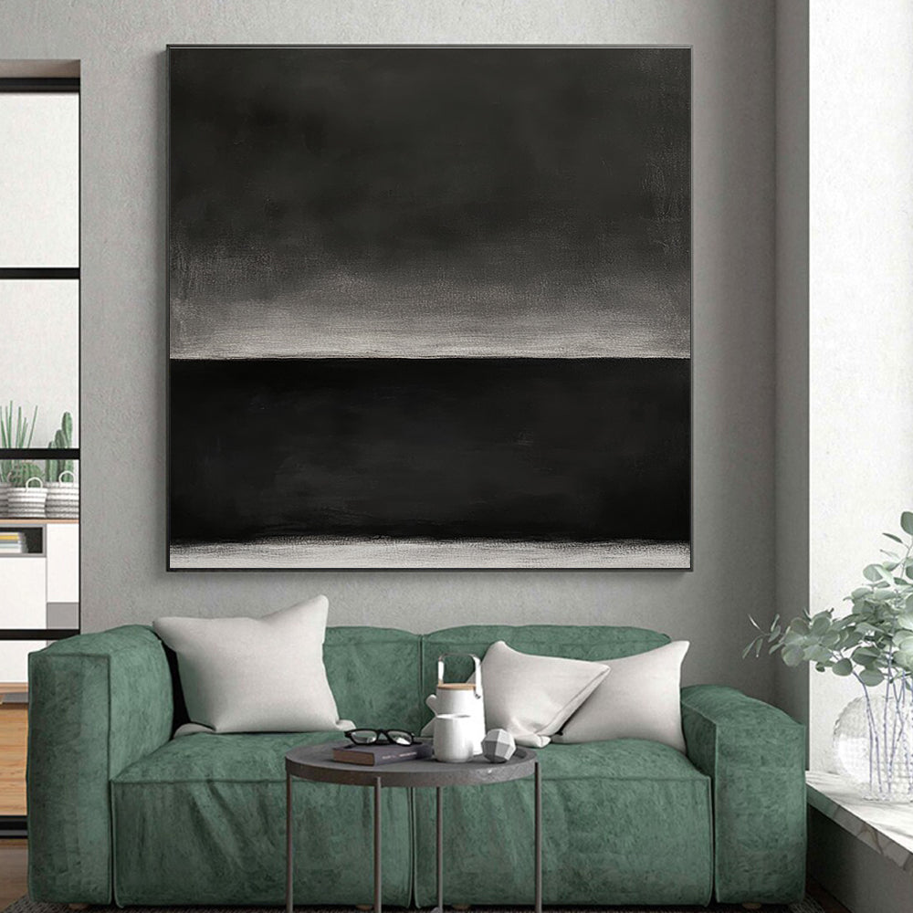 Black and Gray Gradient Abstract Painting with Subtle Transitions GER163