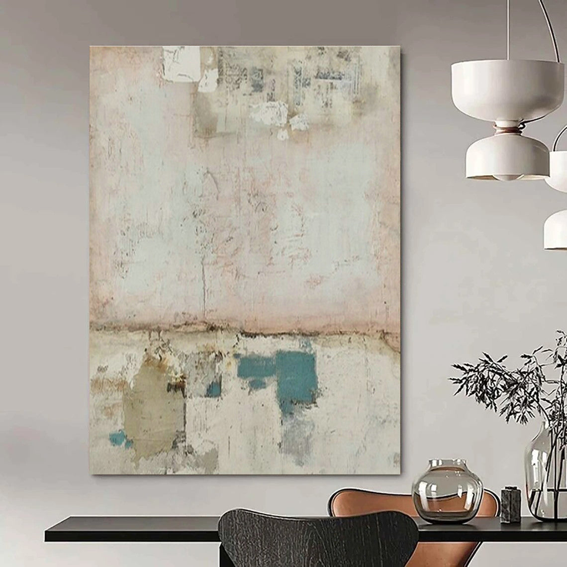 Oversized Custom Handmade Abstract Painting for Cottage Office Standing Desk Wall and Bedroom Yoga Mat Storage Niche DLZ1851