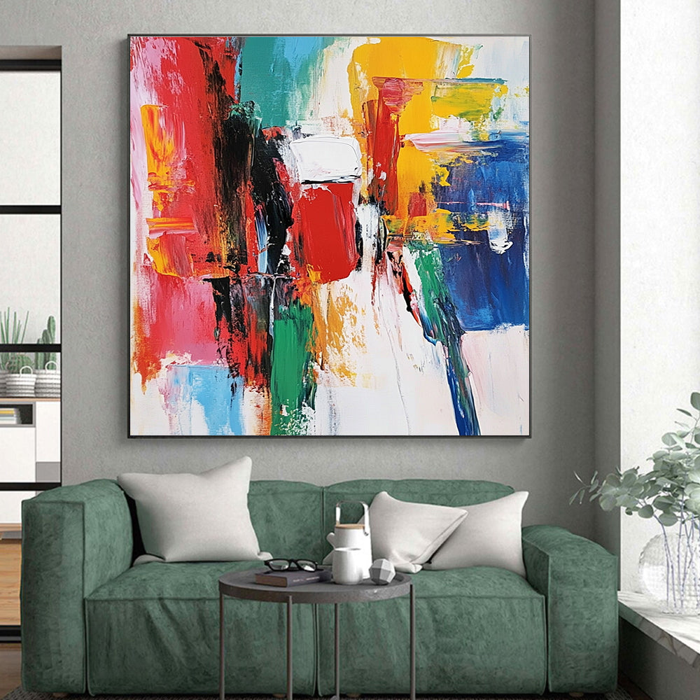 Colorful Block Abstract Painting with Bold Hues GER786