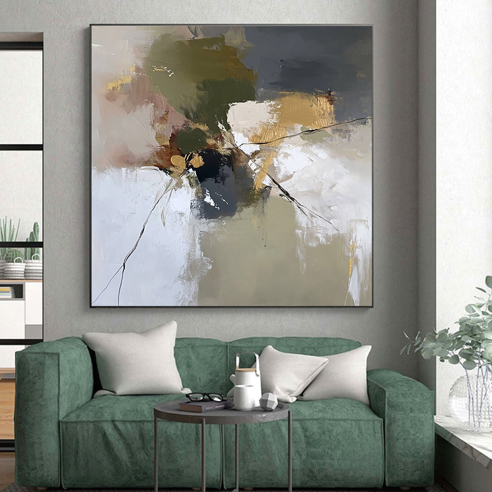 Earth Tone Abstract Painting with Textured Accents GER465