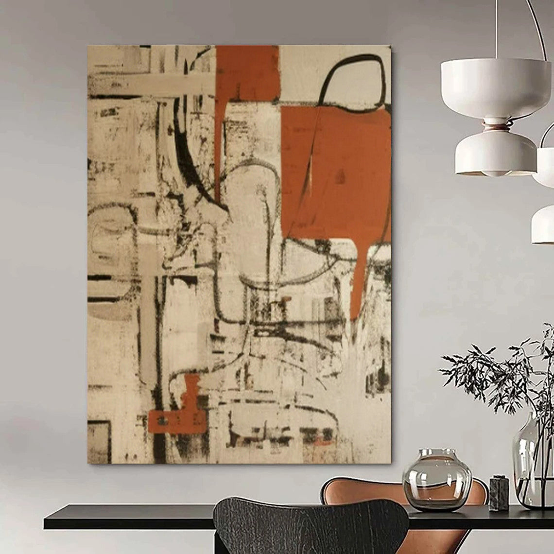 Original Hand-Painted Abstract Canvas for Cottage Living Room Window Treatment Wall and Bedroom Bedside Wall DLZ1720