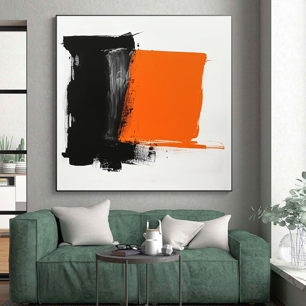 Black Orange Contrast Abstract Painting GER830