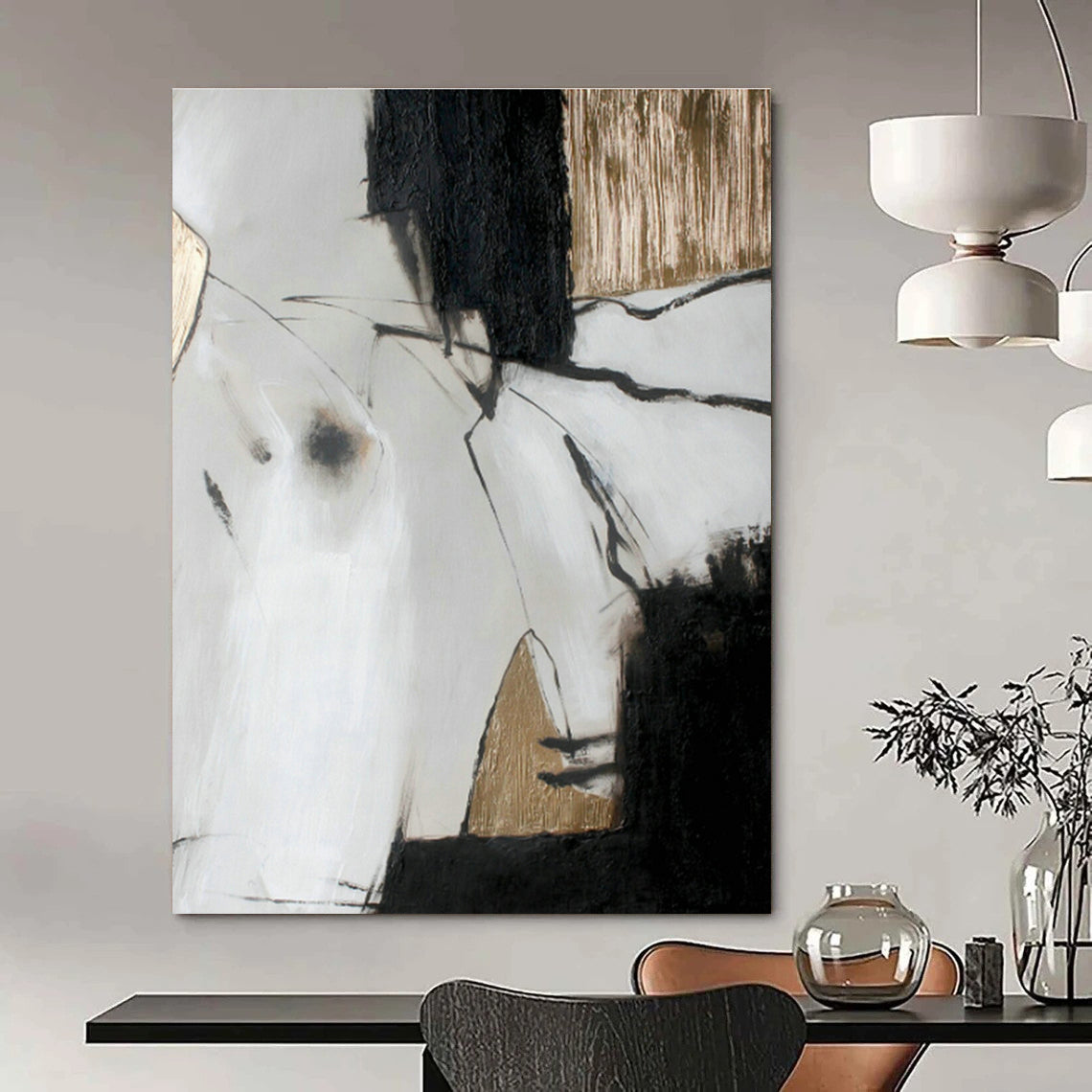 Handmade Abstract Canvas for Cottage Living Room Mantel Shelf Backdrop & Hallway Picture Ledge DLZ0394