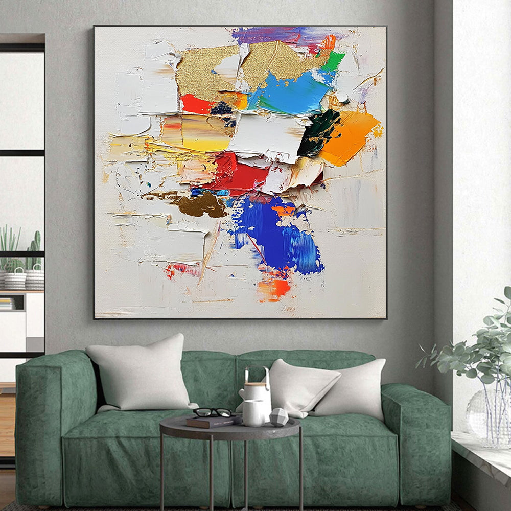 Colorful Patch Abstract Painting with Layered Textures GER476